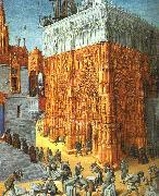 Jean Fouquet The Building of a Cathedral oil